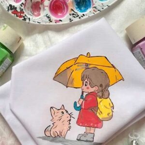 نقاشی گربه روی مقنعه