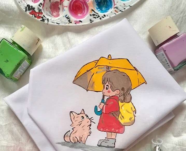نقاشی گربه روی مقنعه
